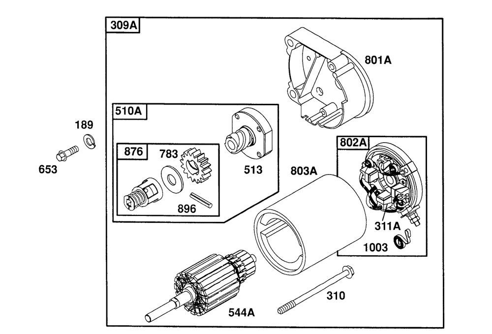 Electric Starter 2 Diagram and Parts List for 400707-0102-XX  Briggs and Stratton Engine